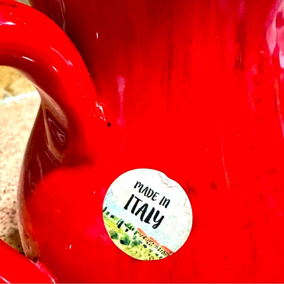 Ceramic Pitcher Jug Made in Italy Red Black Pottery 6" - Picture 3 of 6